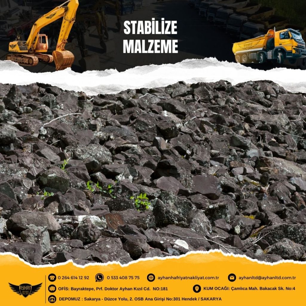 Sakarya Hendek’te Ayhan Hafriyat tarafından temin edilen kaliteli stabilize malzeme yığını