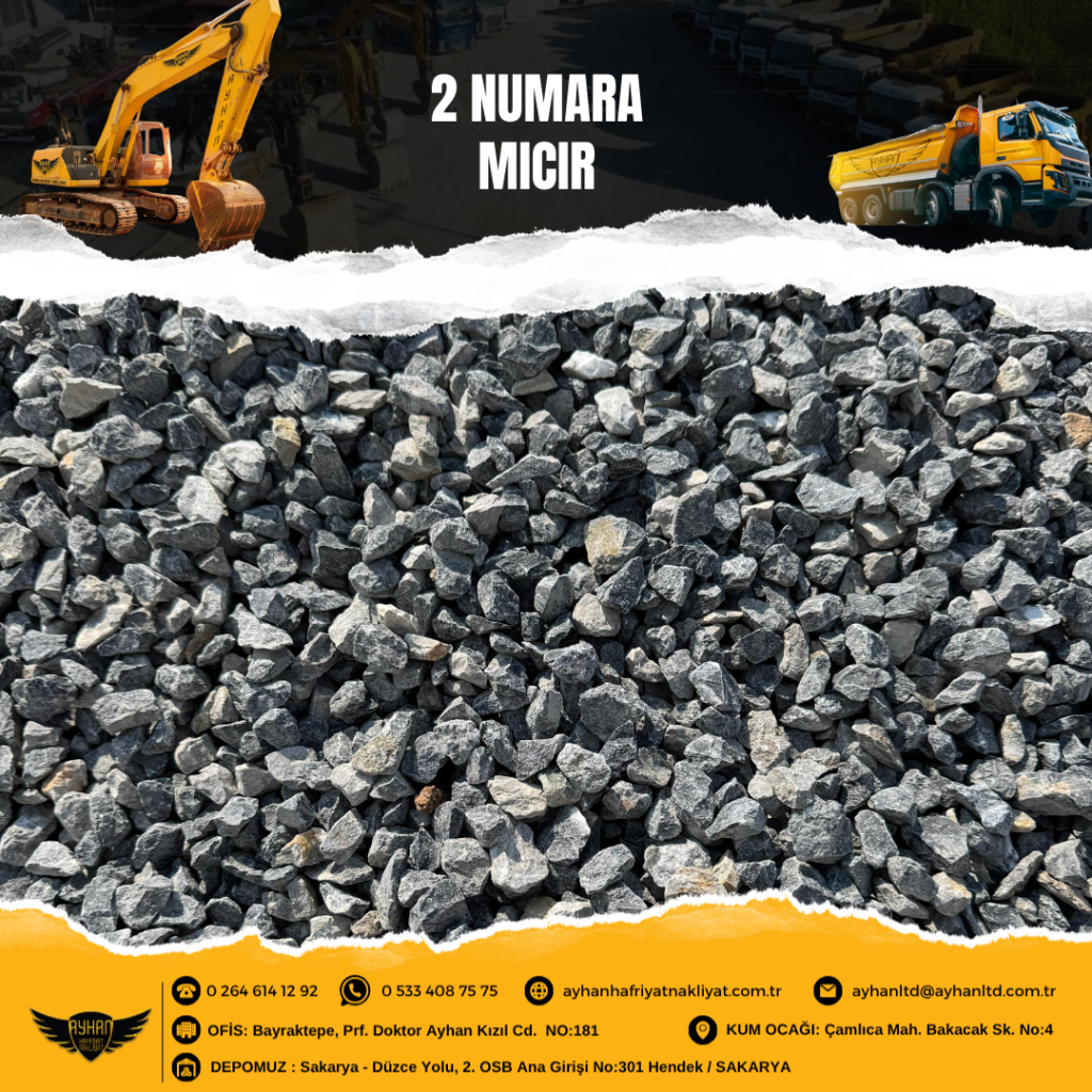 Hendek 2 numara mıcır – Yol, drenaj ve altyapı projeleri için kaliteli mıcır