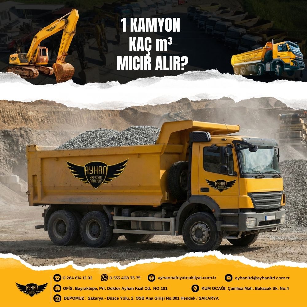 1 kamyon kaç m3 mıcır alır kamyon tipine göre m3 hesaplama