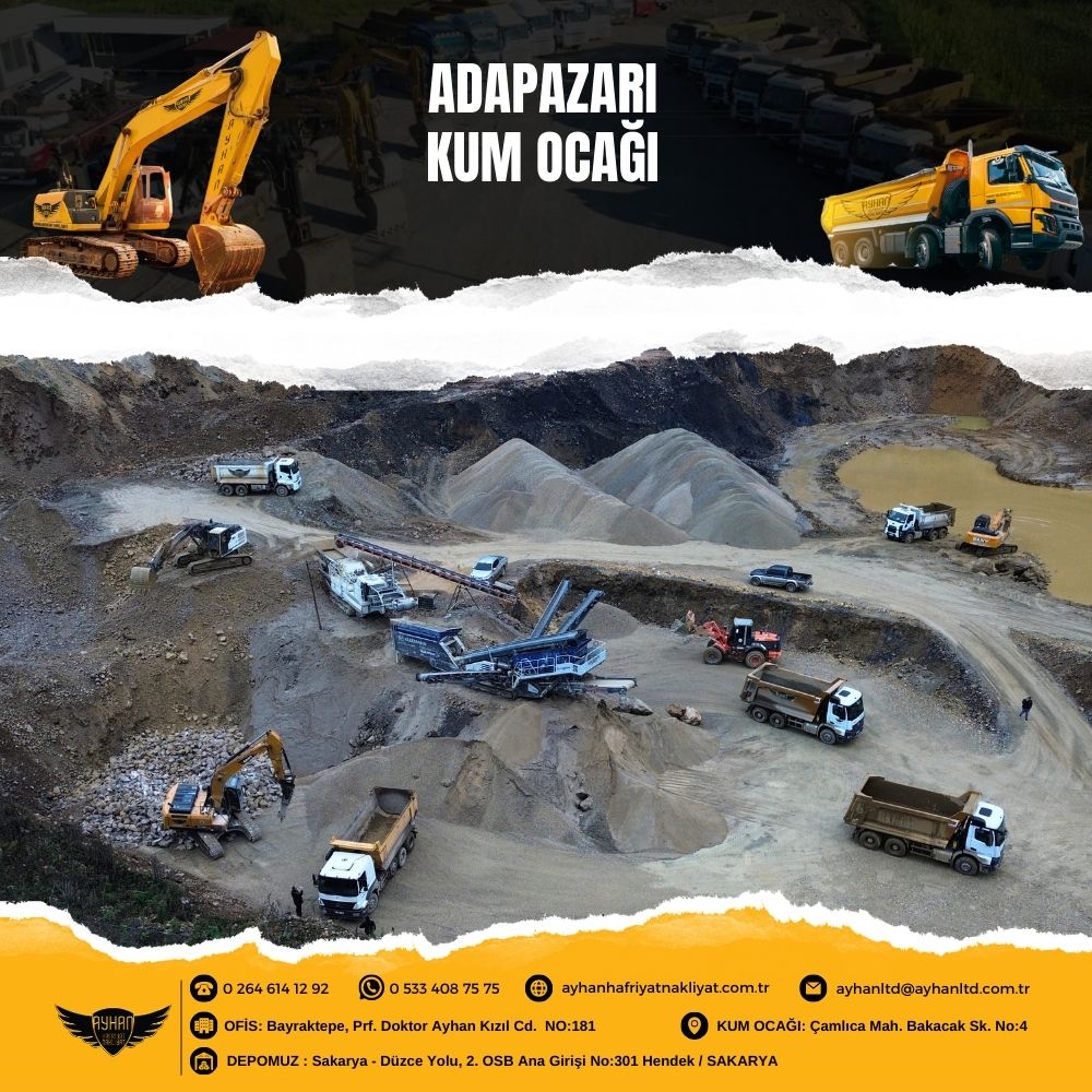 Adapazarı kum ocakları arasında yer alan Sakarya Hendek kum ocağımız