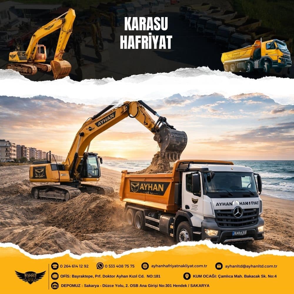 Karasu hafriyat çalışması kapsamında ekskavatör ile zemin kazısı