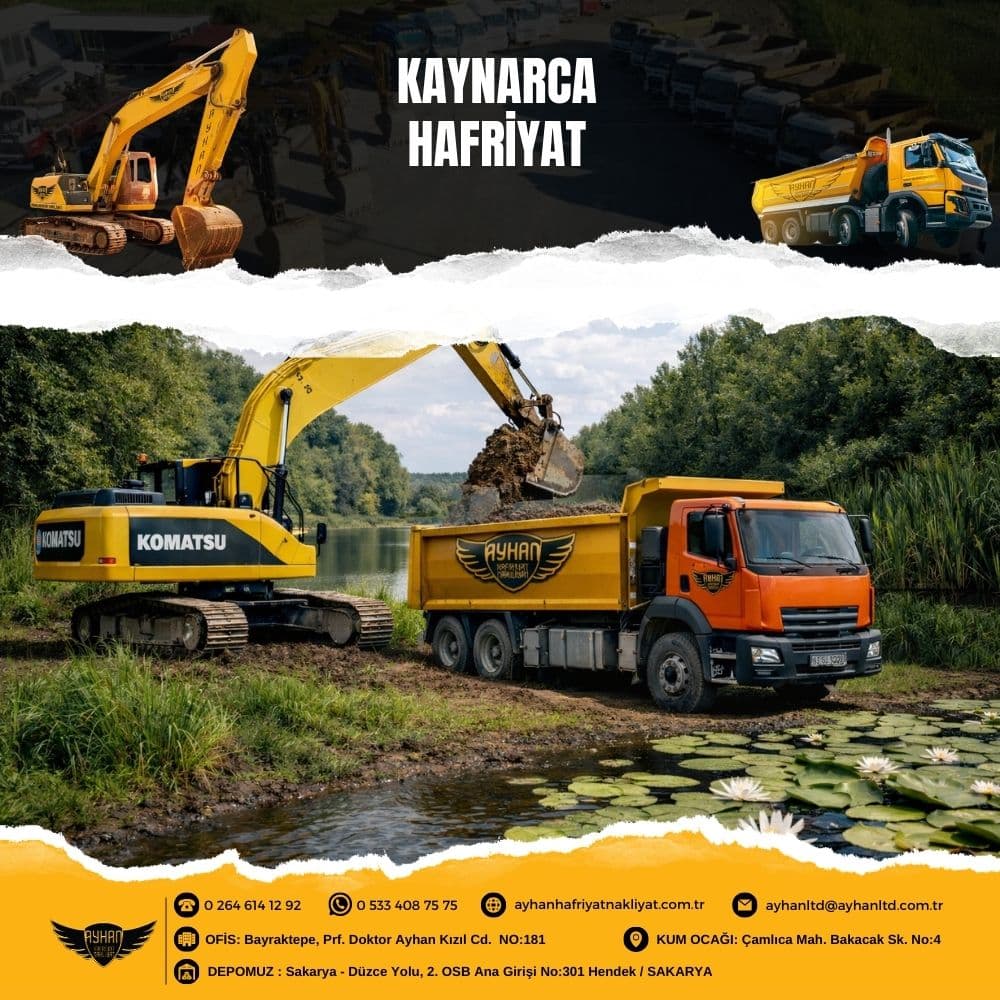 Kaynarca’da dere ıslahı ve kazı çalışması yapan Ayhan Hafriyat Nakliyat ekskavatörü