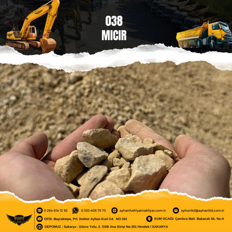 Sakarya Hendek’te Ayhan Hafriyat tarafından üretilen 0/38 mm boyutlarında ince dolgu mıcırı